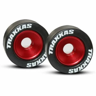 Traxxas Red Aluminum Wheelie Bar Wheels with Rubber Tires