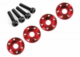 Traxxas Wheel nut washer, machined aluminum, red / 3x12mm CS (4)