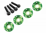 Traxxas Wheel nut washer, machined aluminum, green / 3x12mm CS (4)