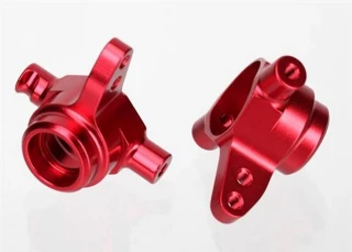 Traxxas Steering blocks, 6061-T6 aluminum, left & right (red-anodized)