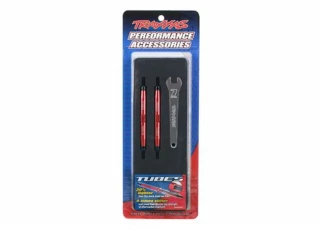 Traxxas Toe links, Slayer Pro 4X4 (Tubes 7075-T6 aluminum, red) (88mm, fits front or rear) (2)/ rod ends, rear (4)/ rod ends, front (4)/ wrench (1)