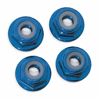 Traxxas Blue Aluminum 5mm Flange Nuts (4)