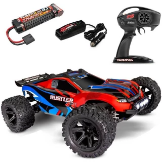 Traxxas Rustler 4x4 XL-5 Brushed RTR Stadium Truck w/Battery & DC Charger w/ LED LIGHTS