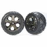 Traxxas Front Black Chrome All-Star Wheels w/Anaconda Tires: Stampede, Rustler